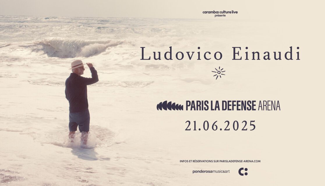 Affiche du concert de Ludovico Einaudi le 21 juin 2025 à Paris La Défense Arena