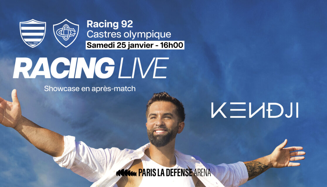 Affiche du Racing Live avec Kendji le 25 janvier 2025 contre Castres à Paris La Défense Arena