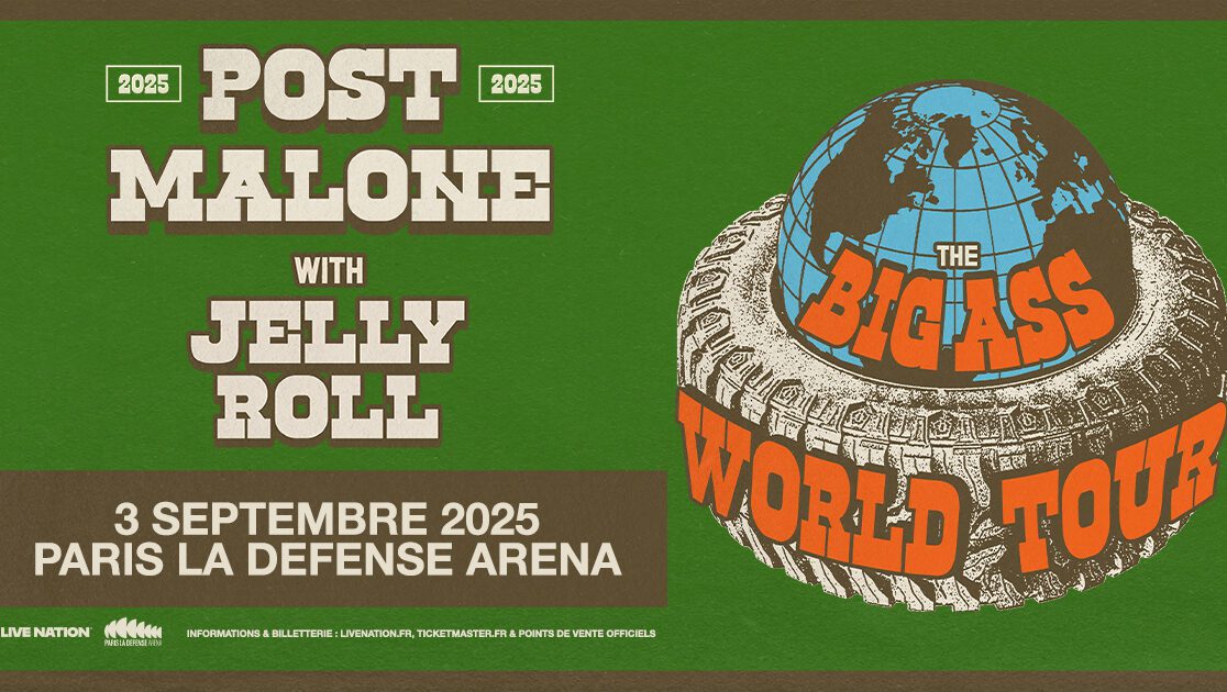 Affiche du concert de Post Malone le 3 septembre 2025 à Paris La Défense Arena