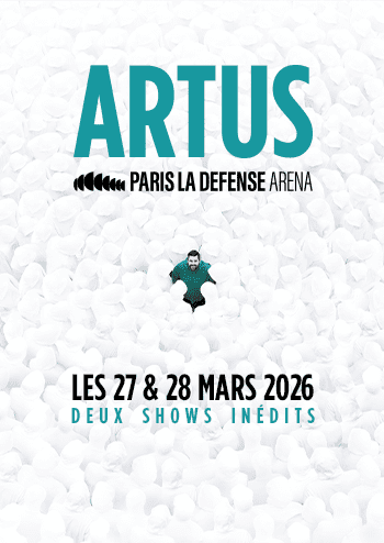 Affiche verticale pour la promotion du spectacle d'Artus au format portrait