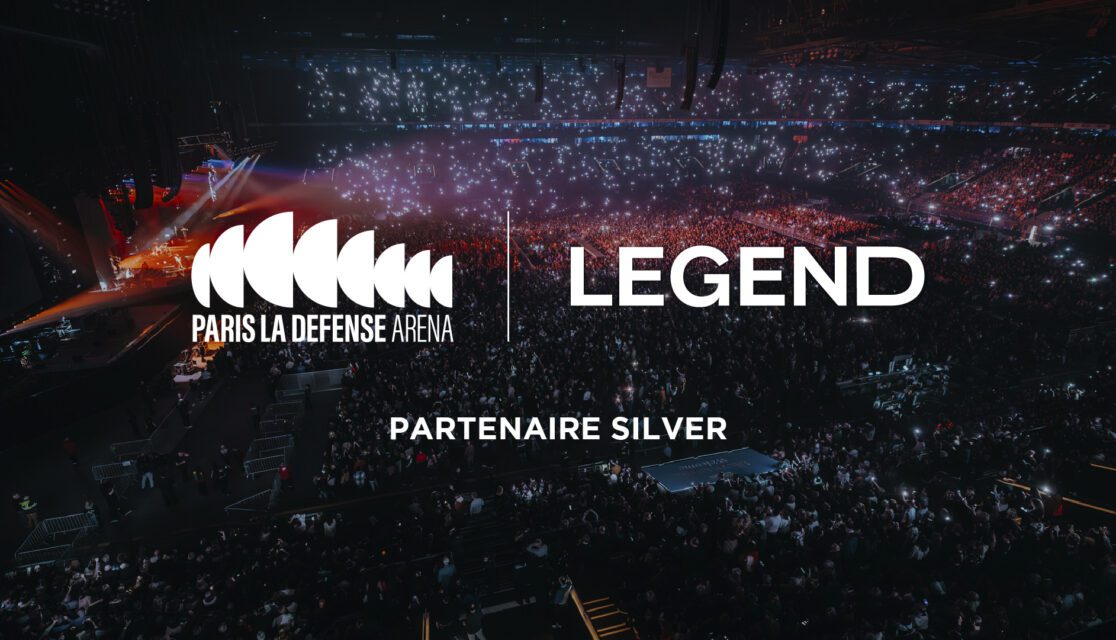 Visuel partenariat paris la défense arena et legend media sur fond de concert de lenny kravitz