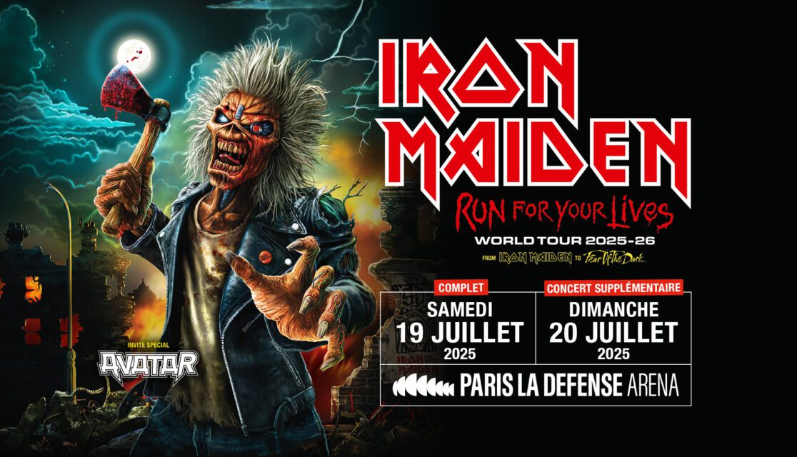 Affiche Iron Maiden à Paris La Défense Arena le 19 & 20 juillet 2025